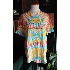 Vintage Hanes Beefy Size L Jesus Religious Christian Colorful Tie Dye Shirt